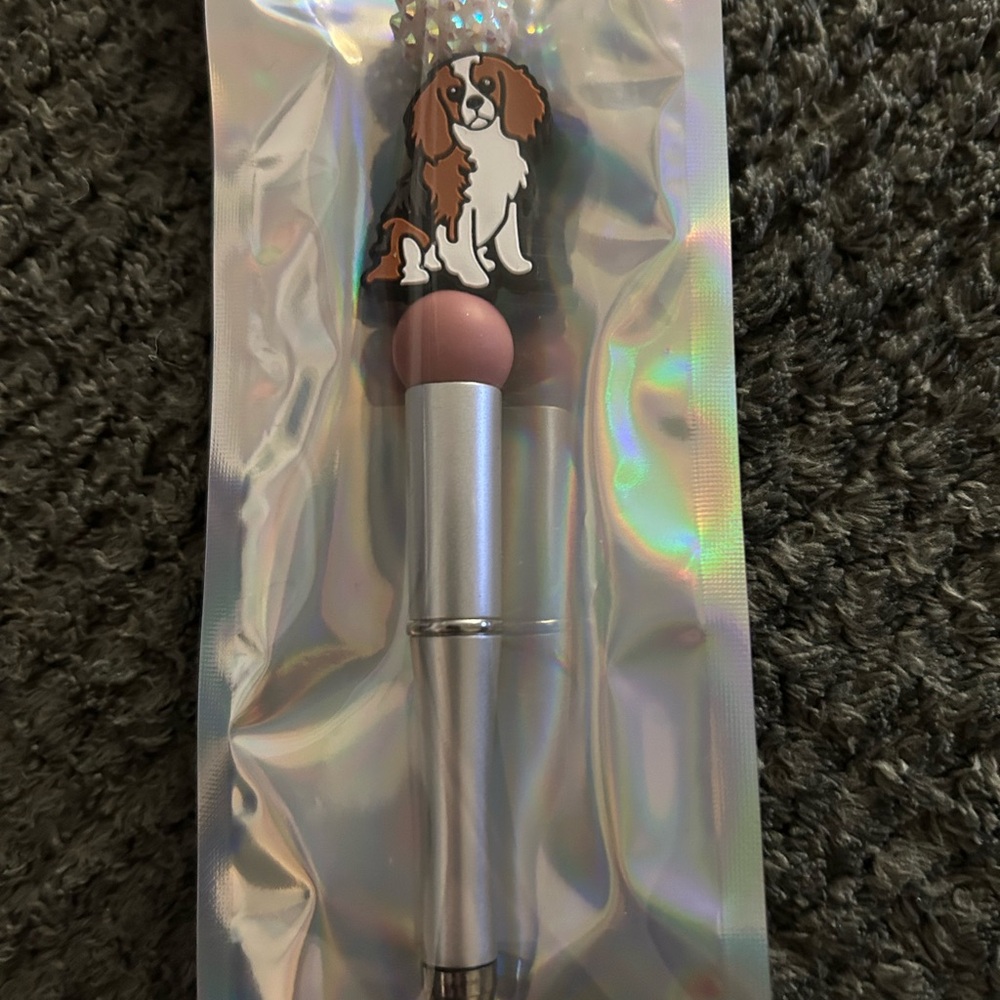 Dog-Themed Retractable Desk pen in Pink and Silver